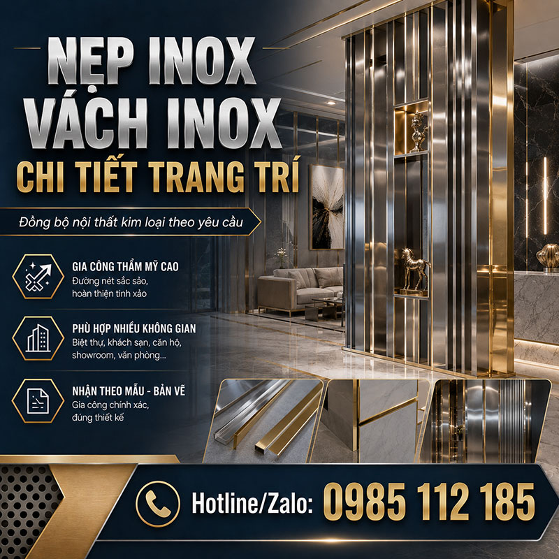 Nẹp inox vách inox